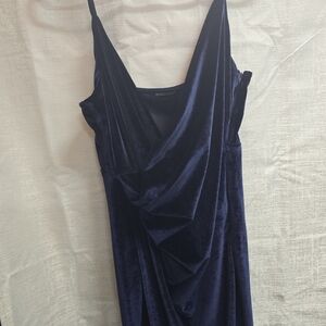 Elegant Velvet Navy Dress